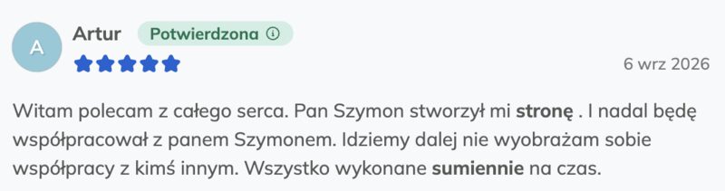 Opinia Artura, 5 gwiazdek, Oferteo: „Polecam z całego serca. Wszystko wykonane sumiennie na czas.”